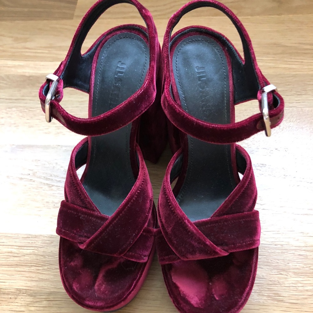Jil Sander Velvet Platform Sandals - Picture 2 of 6